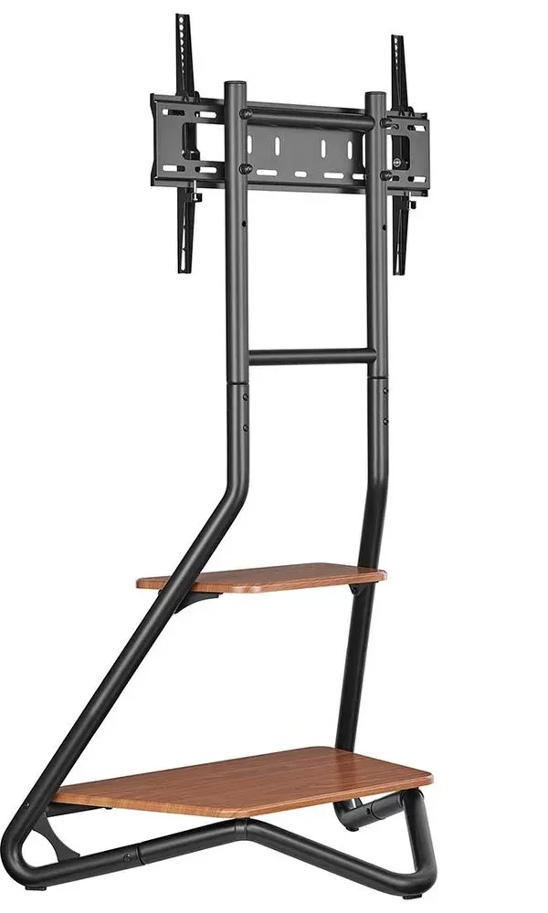 NEDIS podlahový TV stojan/ 37 - 75"/ nosnost 40 kg/ Bauhaus Design/ nastavitelné výšky/ MDF/ ocel/ černo-hnědý