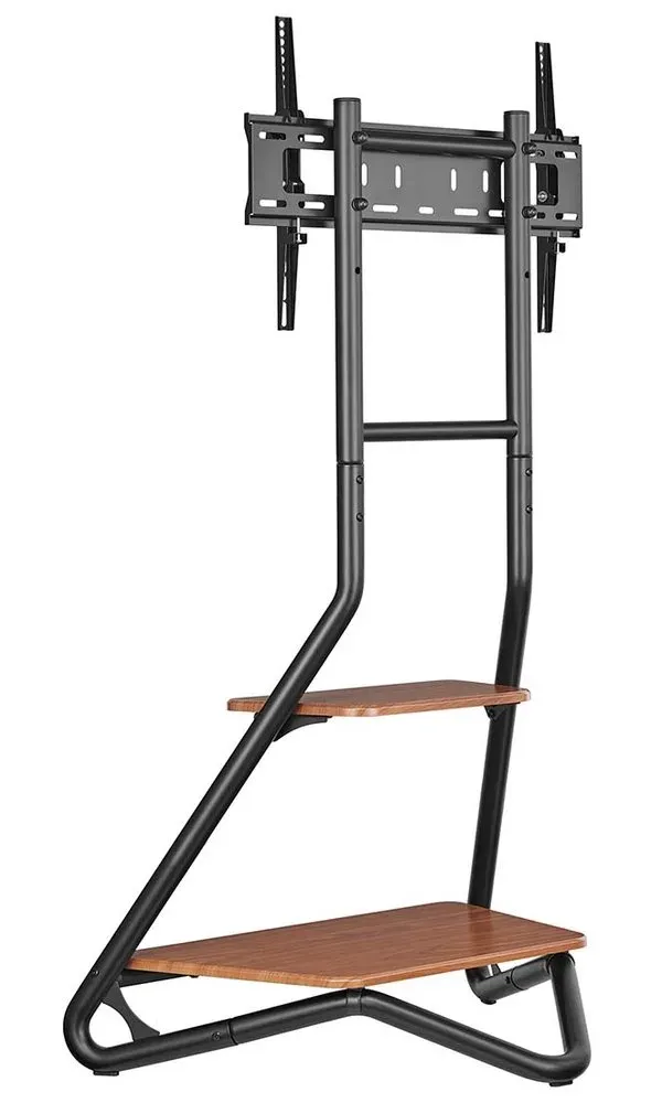 NEDIS podlahový TV stojan/ 37 - 75"/ nosnost 40 kg/ Bauhaus Design/ nastavitelné výšky/ MDF/ ocel/ černo-hnědý