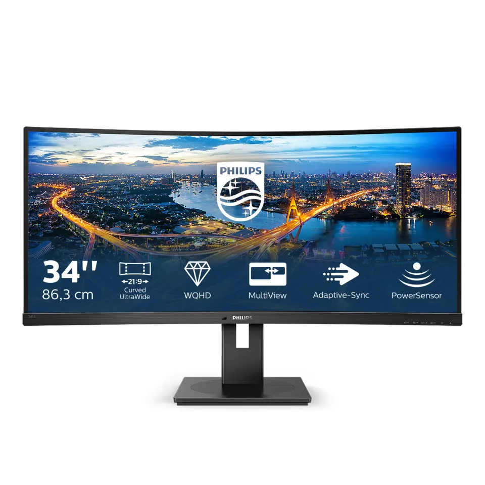 Philips MT VA LED 345B1C/00 - VA panel, 3440x1440, 2xHDMI, DP, USB, repro, nast vyska, zakriven