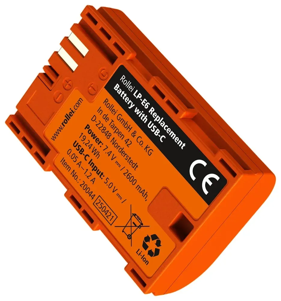 Rollei kompatibilní baterie LP-E6 Canon/ možnost USB-C nabíjení