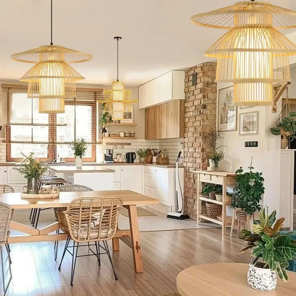 IMMAX BOHO PINCHOS designové závěsné svítidlo, D50cm, E27, bambusové dřevo