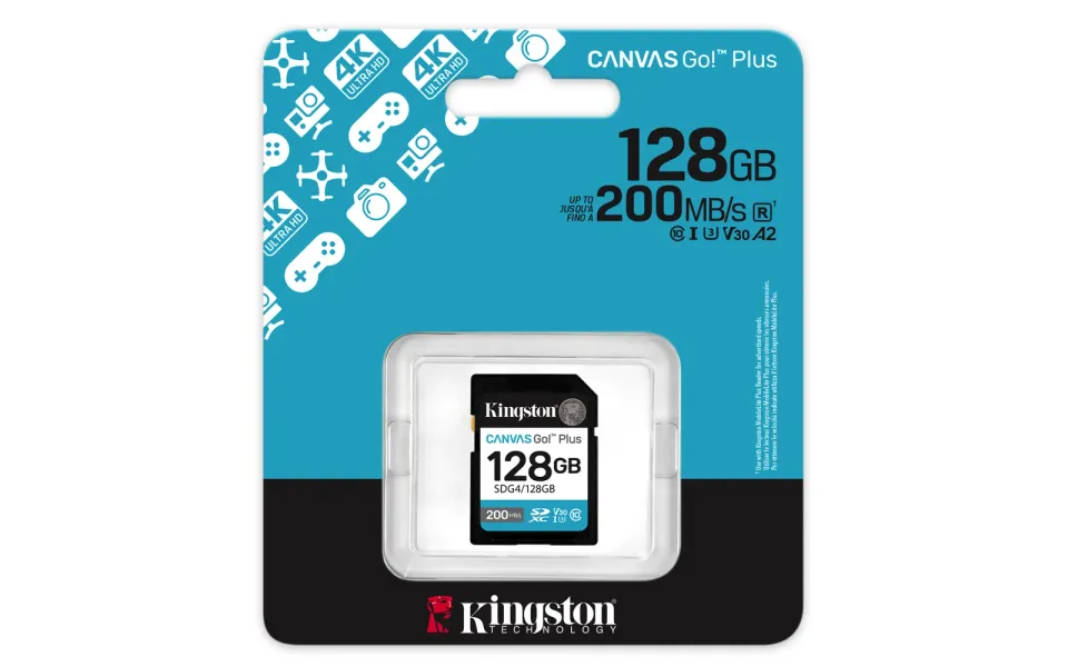 KINGSTON 128GB SDXC Canvas Go Plus Gen4 200MB/s C10 UHS-I U3 V30