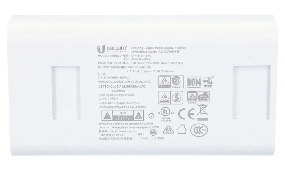Ubiquiti POE-54V-80W, GB PoE Injektor,54V/1.5A 80W