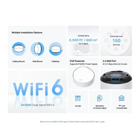 TP-Link Deco X50-PoE(3-pack) - AX3000 Multi-Gig 2,5 Gbps Meshový Wi-Fi 6 systém