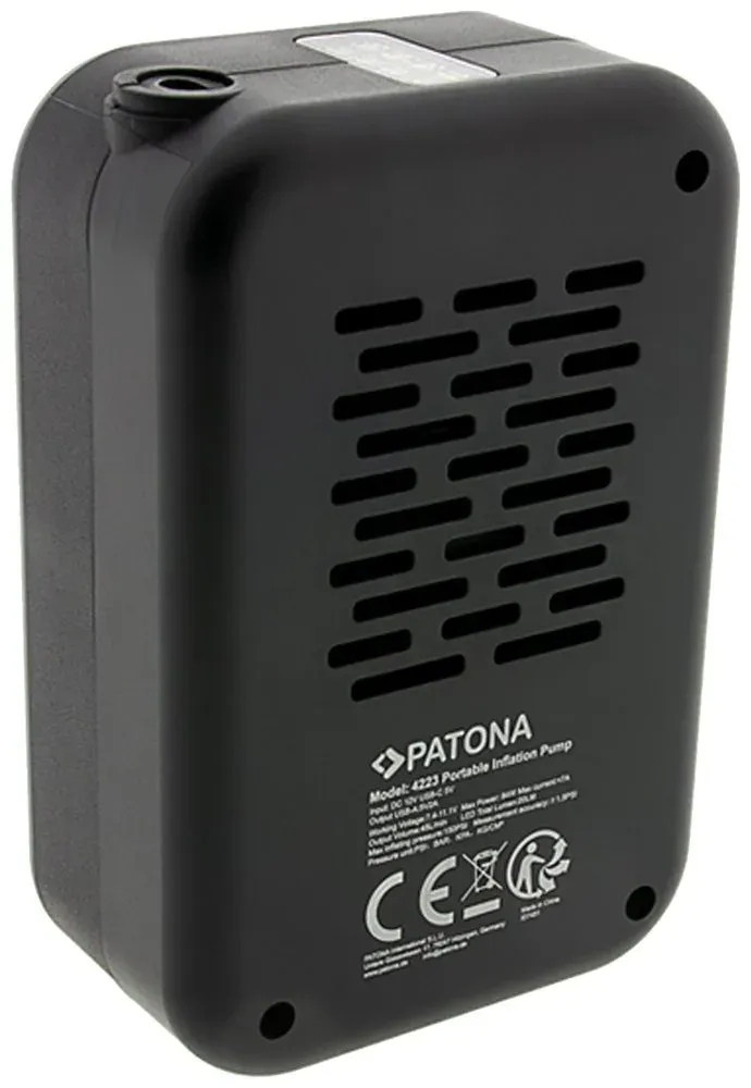 PATONA cestovní mini kompresor do auta, na kolo/ powerbank 4000 mAh/ LED SOS/ USB-A/ USB-C/ LCD