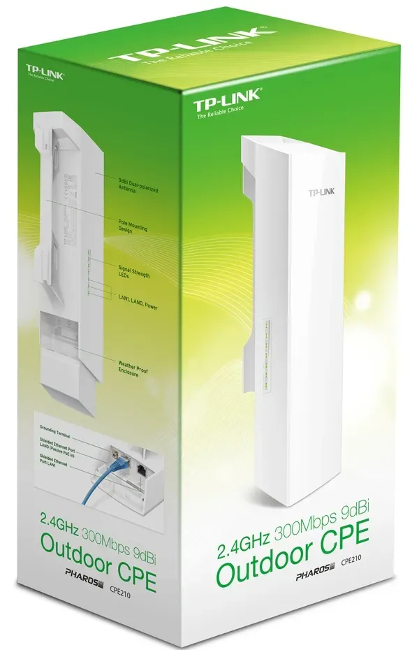 TP-LINK CPE210 Wifi 2,4GHz 300Mbps outdoor AP/klient/WISP, 802.11a,n, 9dBi antena