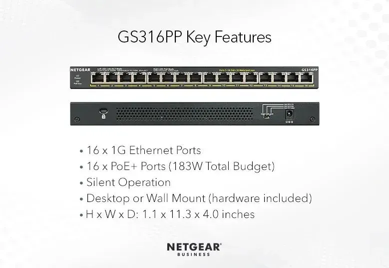 Netgear 16PT GE UNMANAGED SWCH HI-PWR POE+