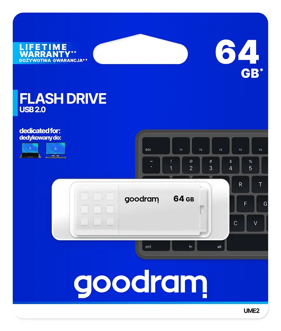GOODRAM Flash Disk 64GB UME2, USB 2.0, bílá