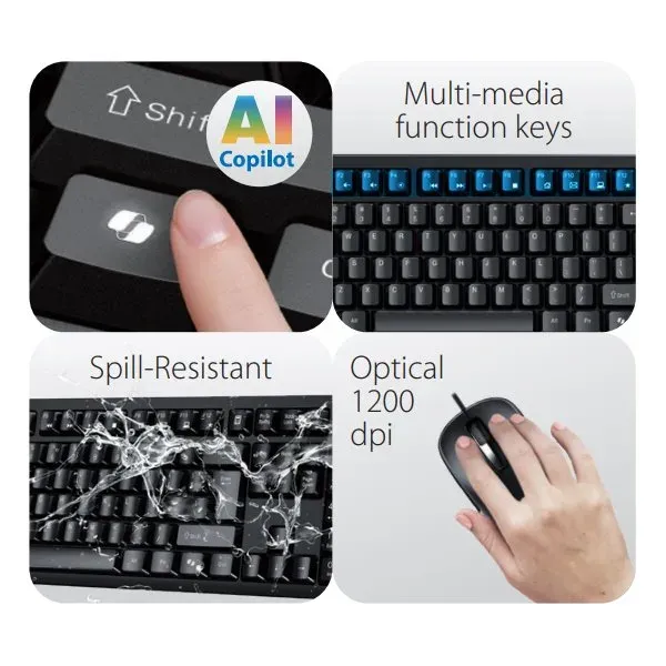 Genius KM-100SE, Set klávesnice a myši, drátový, CZ+SK layout, Copilot klávesa,
