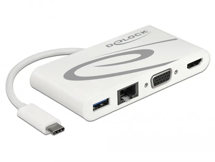 Delock USB Type-C 3.1 Dokovací stanice HDMI 4K 30 Hz + VGA + LAN + USB PD