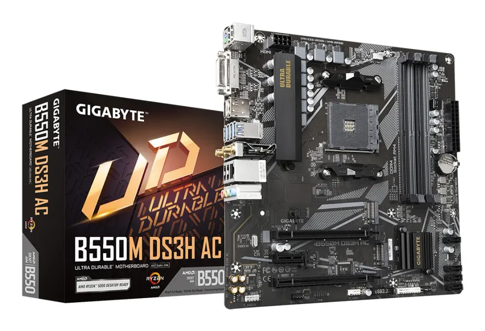 GIGABYTE MB Sc AM4 B550M DS3H AC, AMD B550, 4xDDR4, 1xHDMI, 1xDVI-D, Wifi