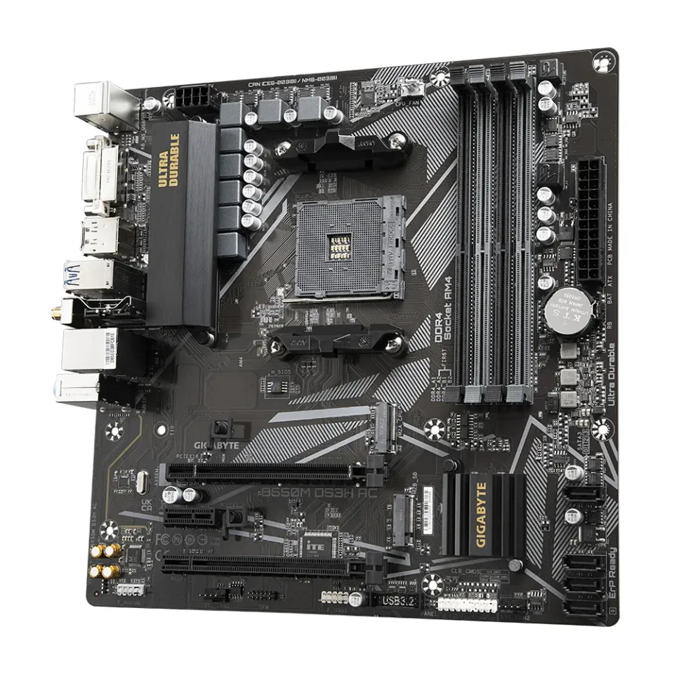 GIGABYTE MB Sc AM4 B550M DS3H AC, AMD B550, 4xDDR4, 1xHDMI, 1xDVI-D, Wifi