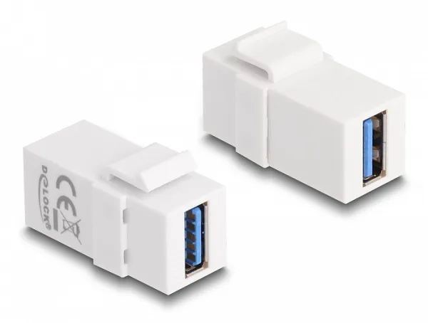 Delock Keystone modul USB 3.0 A samice > USB 3.0 A samice bílé (1:1)
