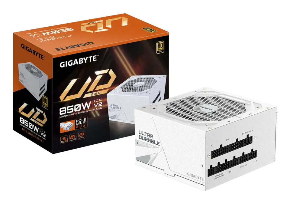 GIGABYTE zdroj UD850GM PG5 V2 ICE 850W, 120mm, Plně modulární, 80 Plus Gold, ATX 3.1