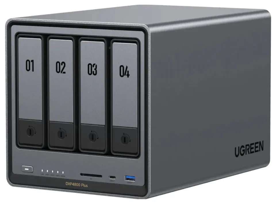 UGREEN NASync DXP4800 Plus (6C/Gold8505/4,4GHz/8GBRAM/4xSATA/2xM.2/1x2,5GbE/1x10GbE/2xUSB2.0/2xUSB3.2/1xUSB-C/HDMI/SD)