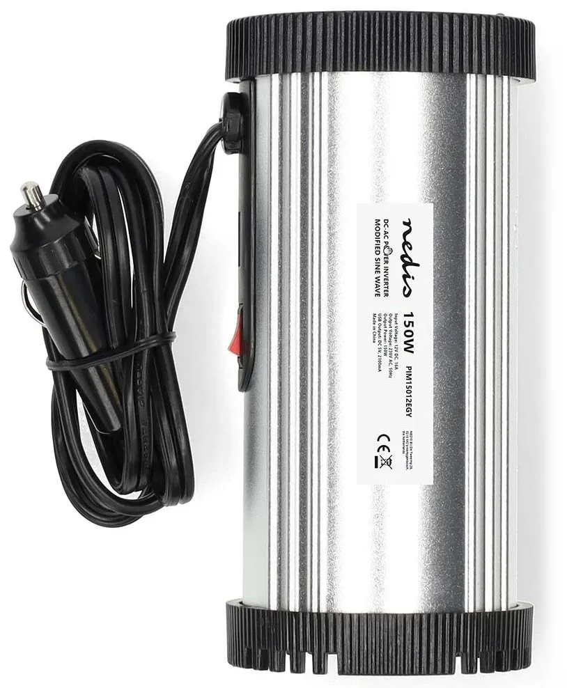 NEDIS měnič napětí/ modifikovaná sinusoida/ 12 V DC/230 V AC 50 Hz/ 150 W (300 W špička)/ USB-A/ 1x zásuvka type E