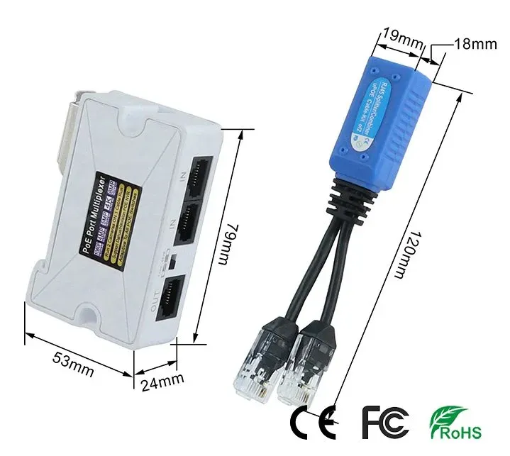 XtendLan POE2V1, 2x Data+PoE po jednom UTP kabelu, 100Mbit