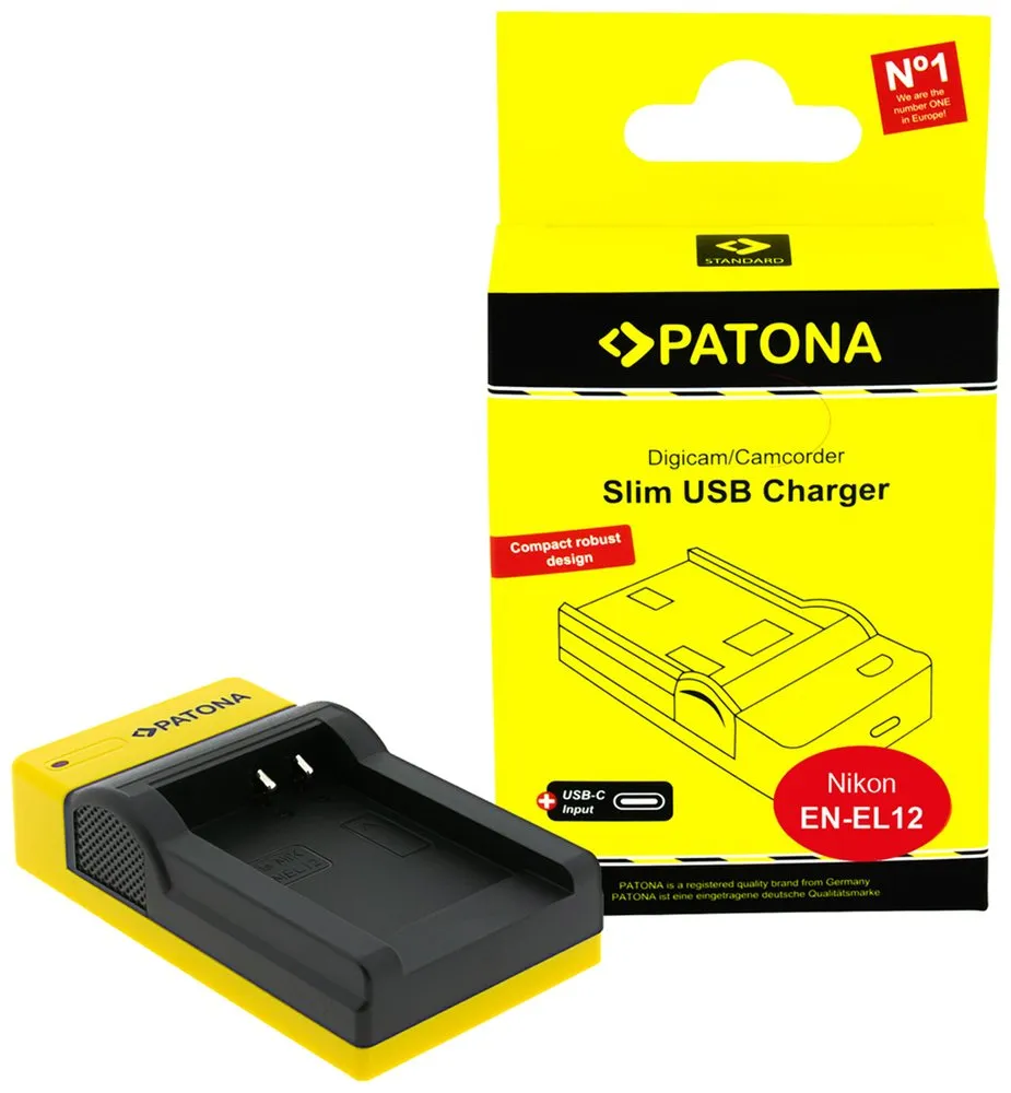 PATONA nabíječka Foto Nikon EN-EL12/NP-FM500H slim, USB-C