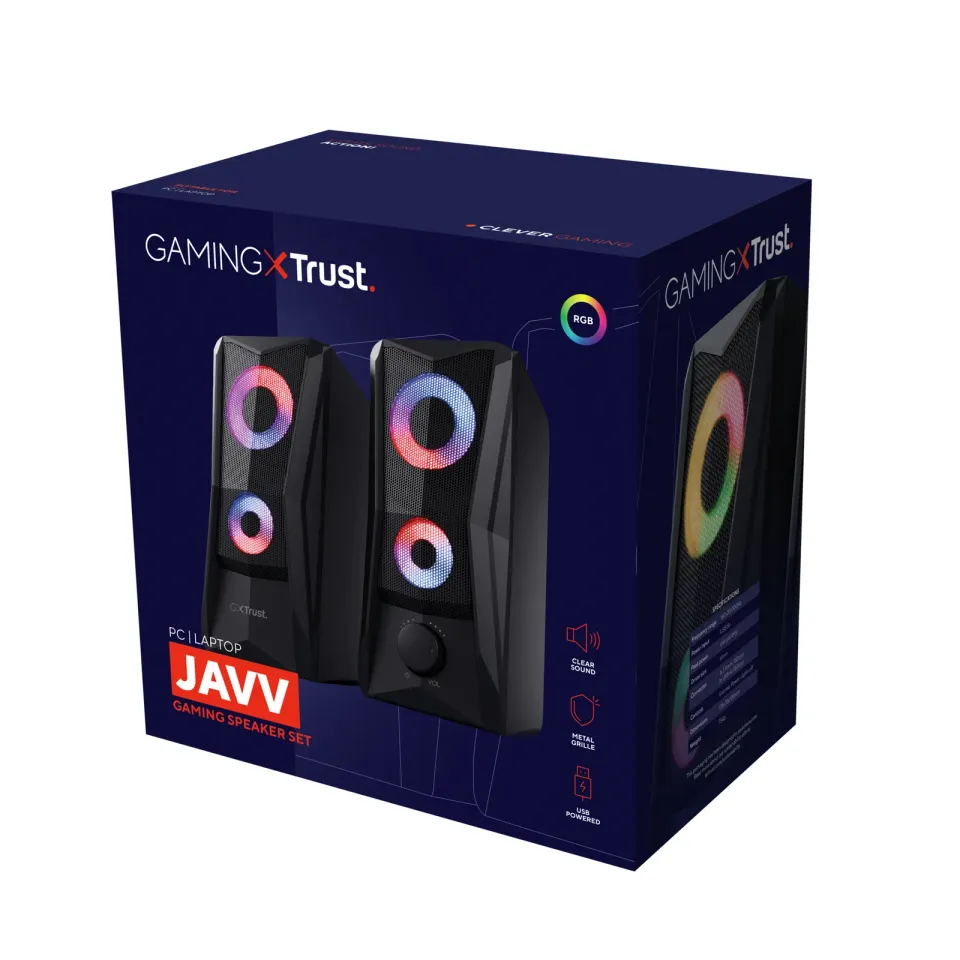 TRUST reproduktory GXT 606 Javv RGB-Illuminated 2.0 Speaker Set, černá