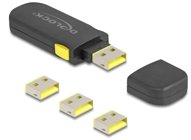 Delock Sada blokovacích portů USB na zásuvkové porty USB Typu-A; 4 ks + nástroj