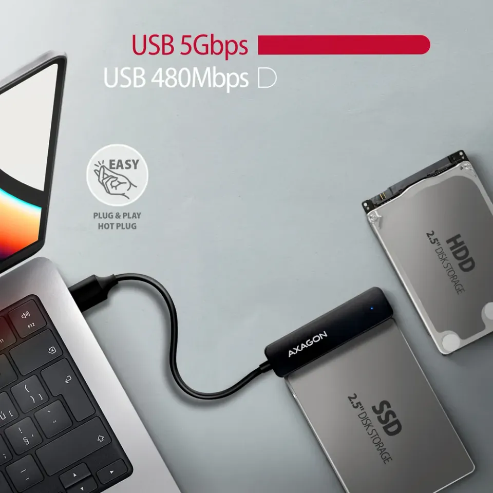 AXAGON ADSA-FP2A USB-A 5GBPS SLIM ADAPTÉR PRO 2.5" SSD/HDD