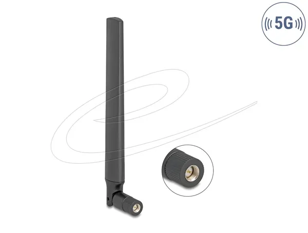 Delock 5G 3,4 - 5,0 GHz anténa SMA samec 4,7 dBi všesměrová s nakloněným kloubem