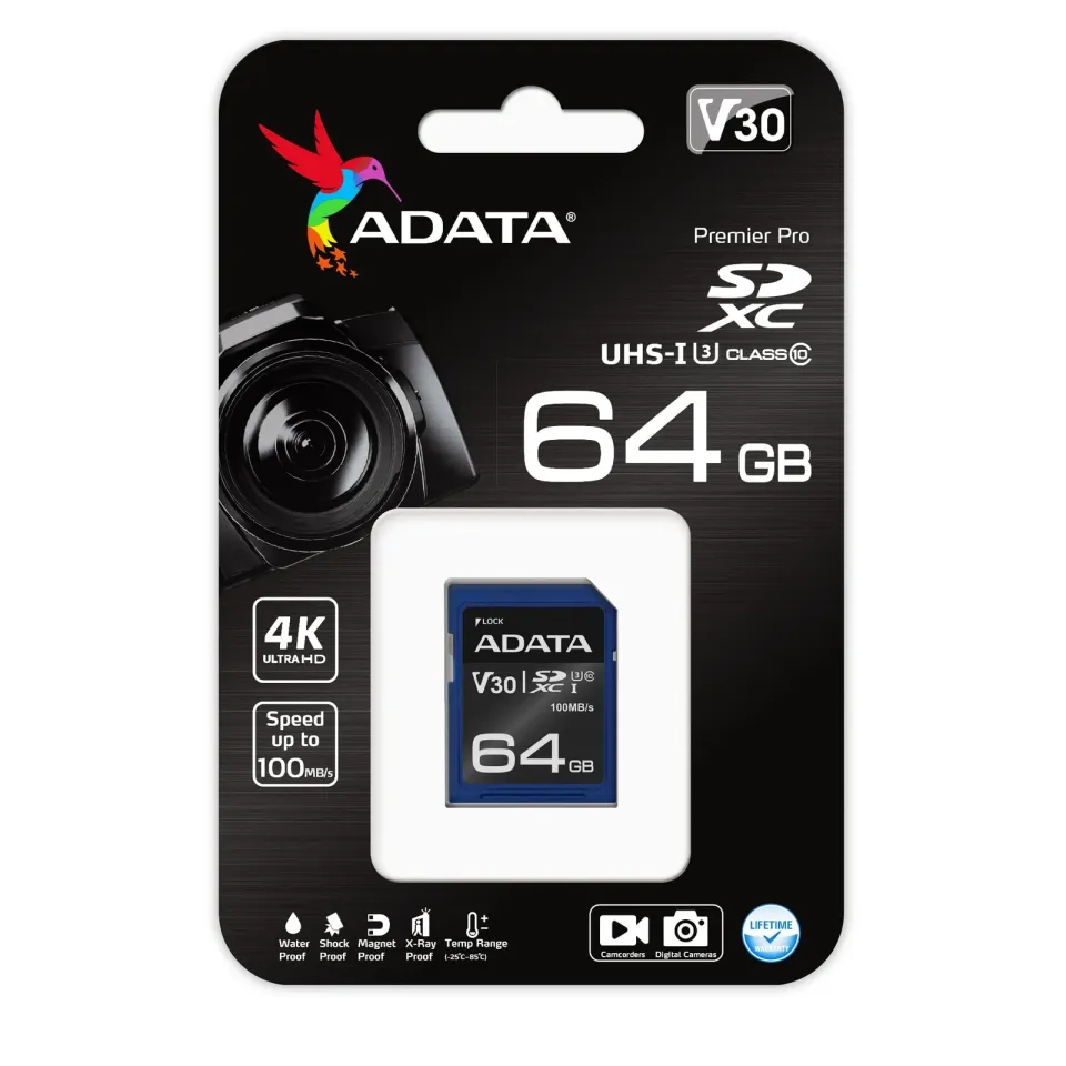 ADATA Premier Pro 64GB SDXC/ UHS-I U3 V30S CL10