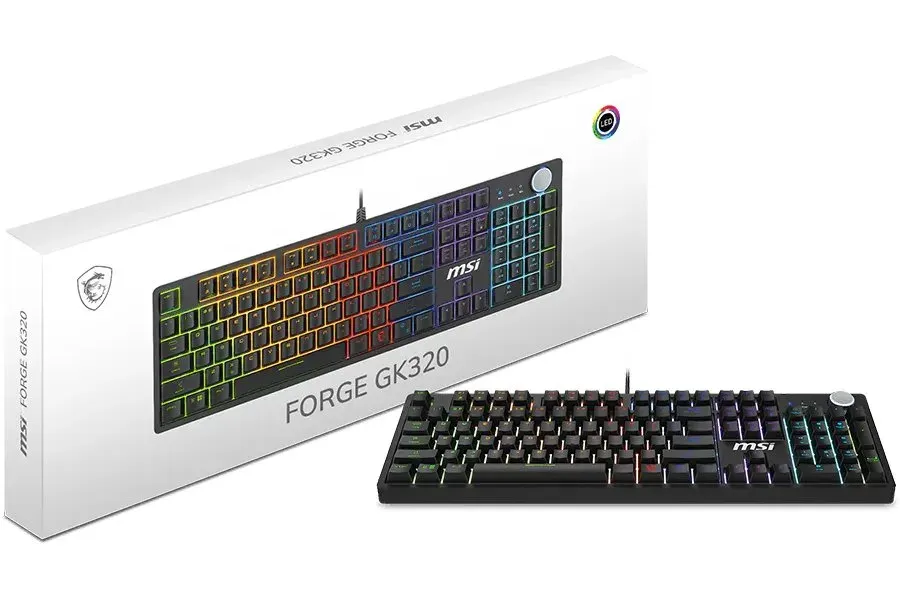 MSI herní klávesnice FORGE GK320 Red/ drátová/ mechanická/ RGB podsvícení/ USB/ CZ+SK layout (S11-04CS230-HH9)