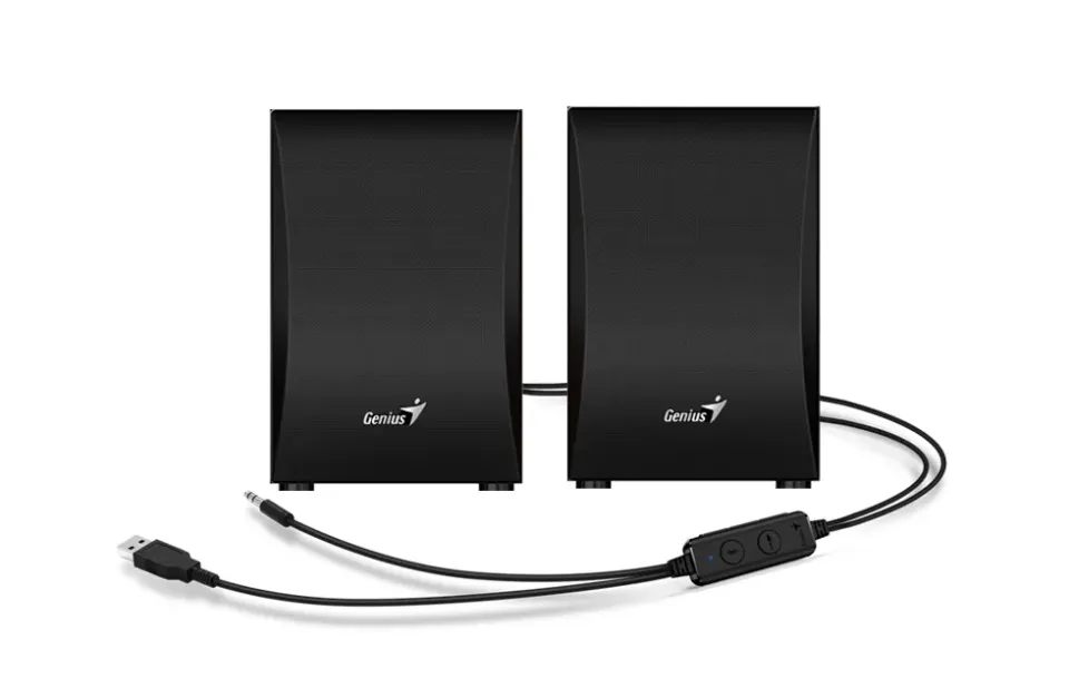 GENIUS repro SP-HF380BT 2.0, 3W, Bluetooth 5.0, 3,5mm jack, dřevěné, USB napájení, hnědo-černé