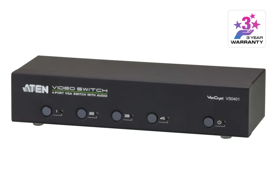 ATEN VS0401-AT-G 4 PORT VGA Switch with Audio W/EU ADP