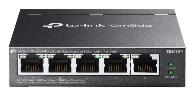 TP-LINK ES205GP Omada 5portový gigabitový Easy Managed switch se 4 porty PoE+