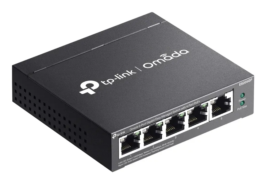 TP-LINK ES205GP Omada 5portový gigabitový Easy Managed switch se 4 porty PoE+