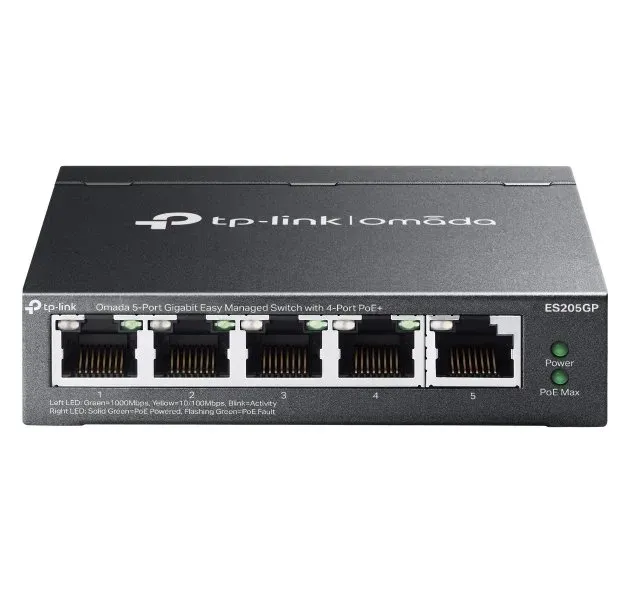 TP-LINK ES205GP Omada 5portový gigabitový Easy Managed switch se 4 porty PoE+