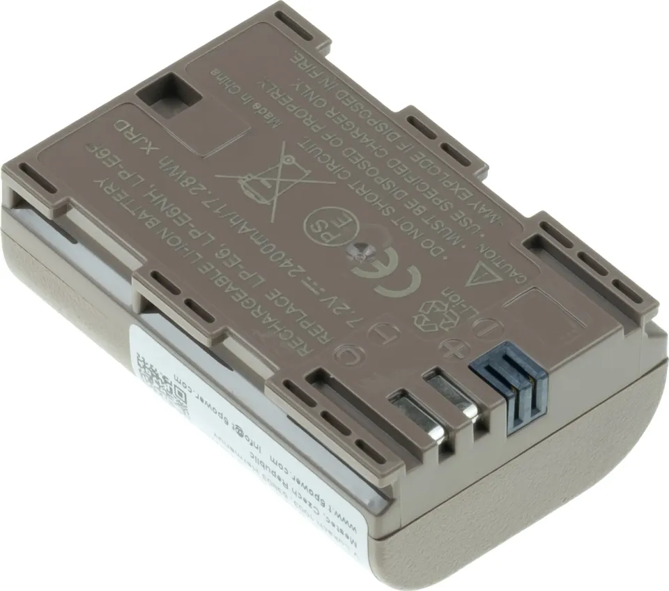 Baterie T6 Power pro Canon LP-E6, LP-E6N, LP-E6NH, 2400mAh, 17,2Wh, USB-C