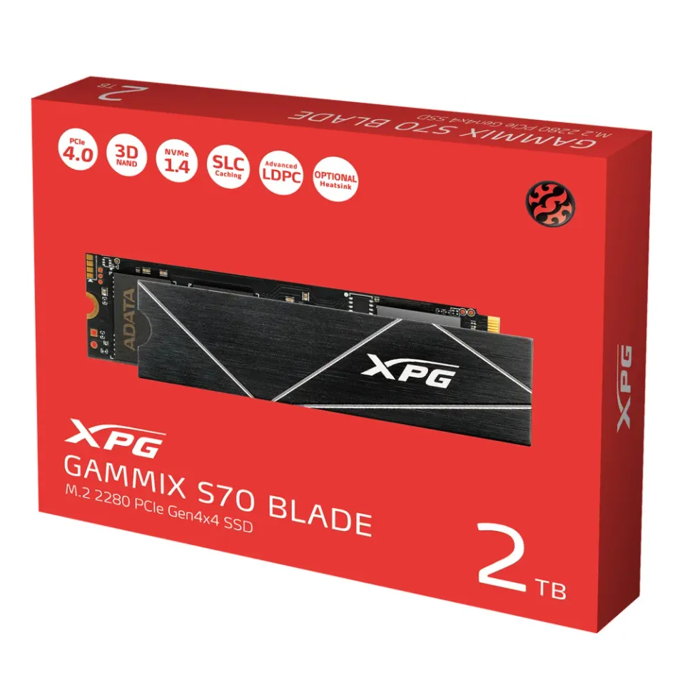 ADATA SSD 2TB XPG GAMMIX S70 Blade, PCIe Gen4x4 M.2 2280, (R:7400/ W:6800MB/s)