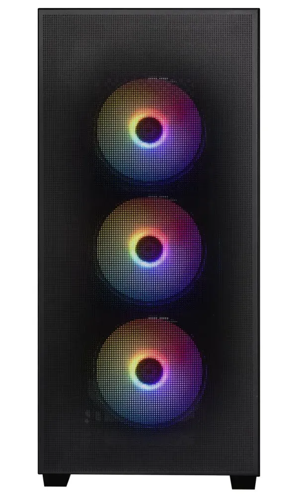 BitFenix skříň Flow FRGB/ ATX / 4x 120mm FRGB fan / 2x USB 3.0 / tvrzené sklo / černá