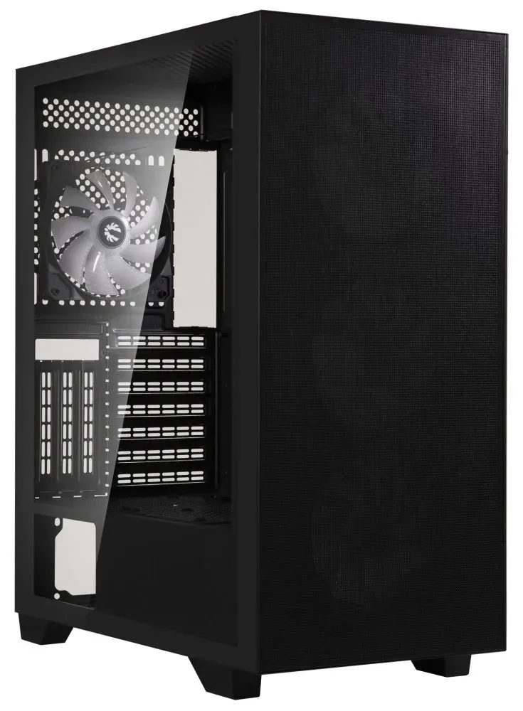 BitFenix skříň Flow FRGB/ ATX / 4x 120mm FRGB fan / 2x USB 3.0 / tvrzené sklo / černá