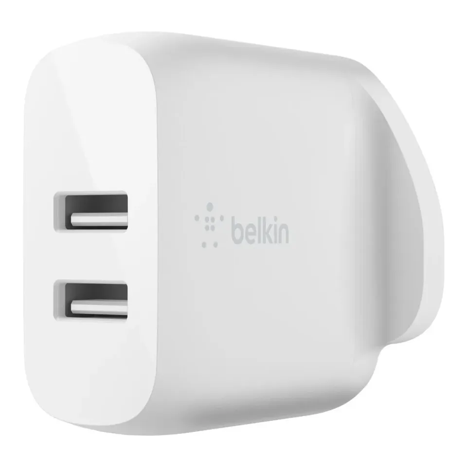 Belkin BOOST CHARGE Duální 24W USB-A nástěnná nabíječka + 1m USB-C kabel, bílá