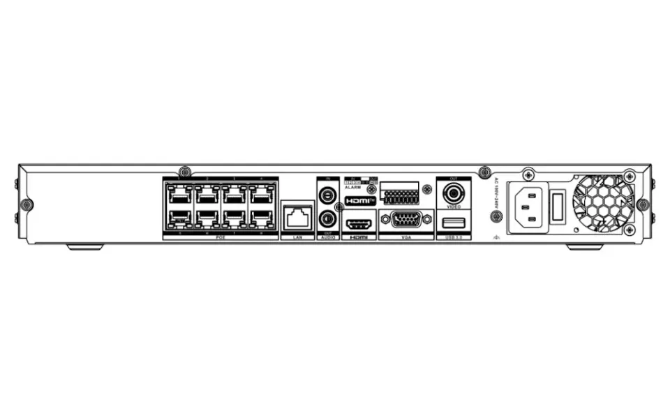Hikvision NVR DS-7608NXI-I2/8P/S(E) - 8x IP/ 32Mpix/ 256Mbit/ 2x HDD/ 1x LAN/ AcuSense / PoE / Rozpoznání obličeje