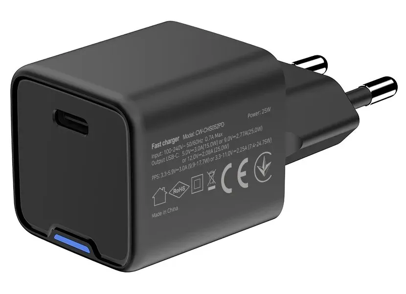 COLORWAY 1x USB-C/ síťová nabíječka/ GaN/ PD/ PPS/ 25W/ Černá