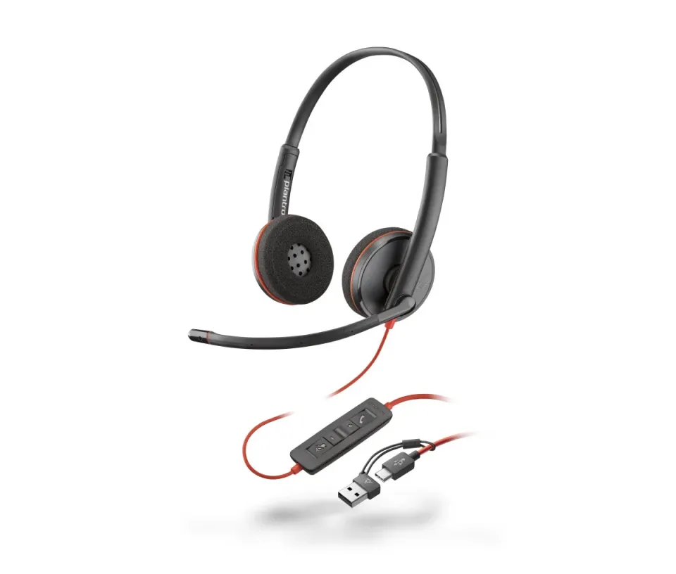 HP Poly Blackwire 3220 náhlavní souprava, USB-C/A adaptér, stereo