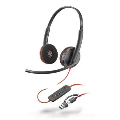HP Poly Blackwire 3220 náhlavní souprava, USB-C/A adaptér, stereo