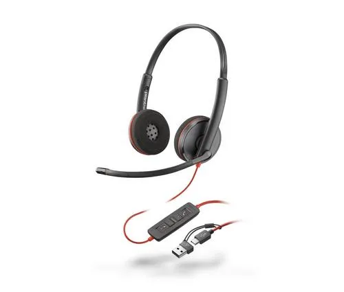 HP Poly Blackwire 3220 náhlavní souprava, USB-C/A adaptér, stereo