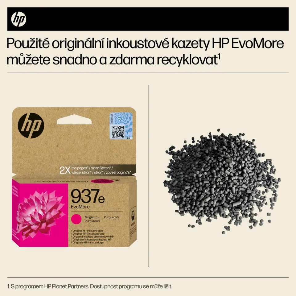 HP 4S6W7NE originální náplň purpurová č.937e magenta cca 1650 stran (magenta, pro HP OfficeJet 9120e, 9122e, 9132e, 9720e, 9730e)