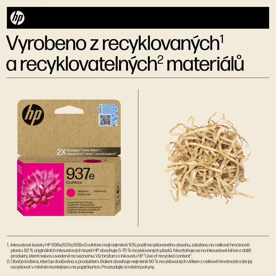 HP 4S6W7NE originální náplň purpurová č.937e magenta cca 1650 stran (magenta, pro HP OfficeJet 9120e, 9122e, 9132e, 9720e, 9730e)