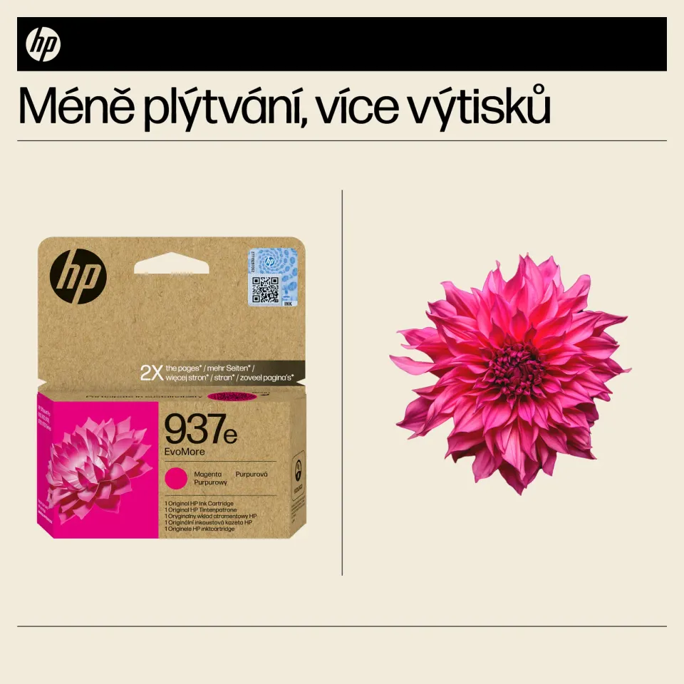 HP 4S6W7NE originální náplň purpurová č.937e magenta cca 1650 stran (magenta, pro HP OfficeJet 9120e, 9122e, 9132e, 9720e, 9730e)