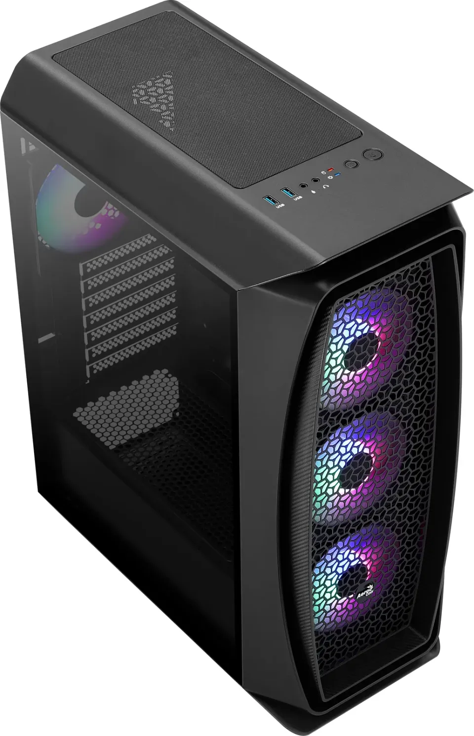 AEROCOOL skříň Aero One Frost ML G, Mid tower, 2x USB 3.0, 2x audio, 4x 120mm RGB Fan, bez zdroje