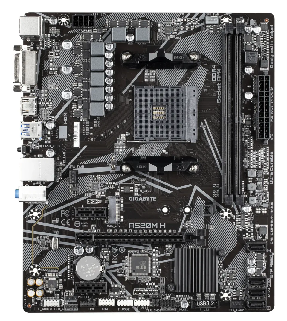 GIGABYTE MB Sc AM4 A520M H, AMD A520M, 2xDDR4, HDMI, DVI
