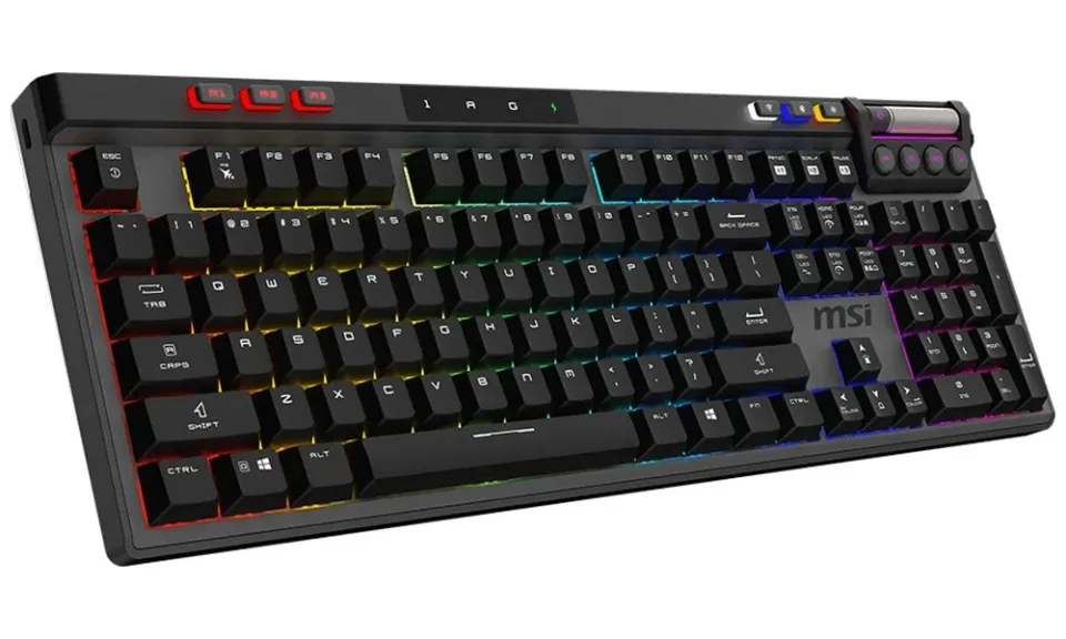 MSI herní klávesnice STRIKE PRO Wireless Silent/ bezdrátová 2,4GHz+BT/ mechanická/ RGB/ USB/ předložka/ CZ+SK layout
