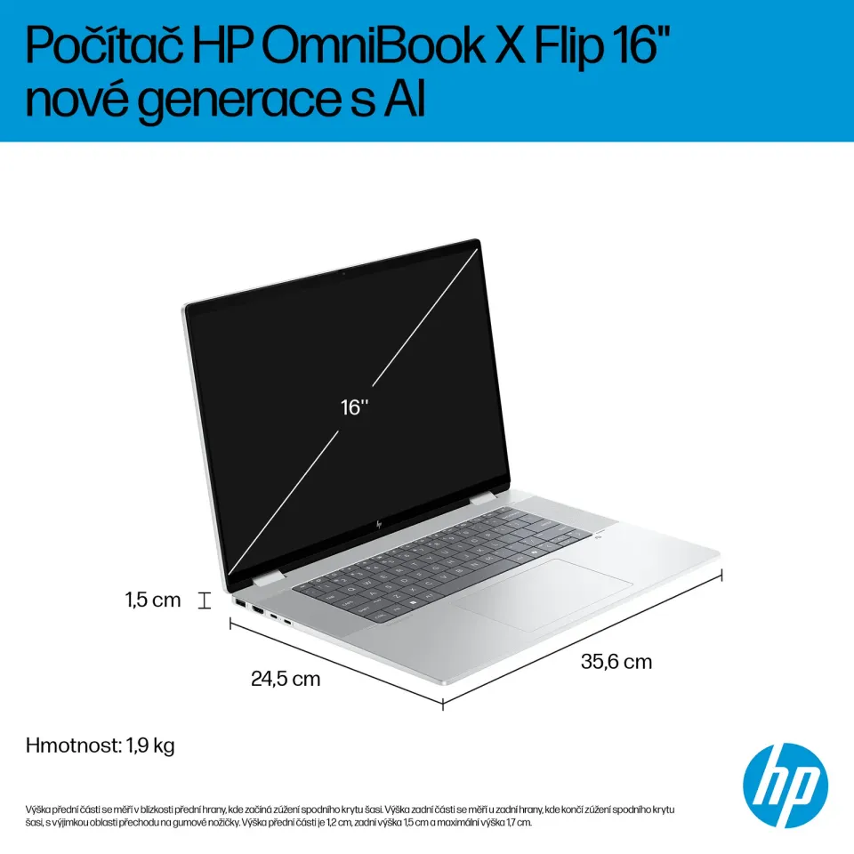 HP Omnibook X Flip/16-as0003nc/U7-258V/16"/2880x1800/T/32GB/1TB/Intel int/W11H/Silver/2R NBD
